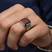 Akik Taşlı Kazaz Model 925 Gümüş Yüzük thumbnail 6