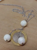 Sedef Taşı Beyaz Zincirli Kolye (14355) - 3