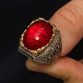 İsimli Kırmızı Taşlı 925 Gümüş Yüzük thumbnail 3