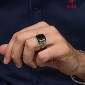 Siyah Oniks Taşlı Kazaz Model 925 Gümüş Yüzük thumbnail 4