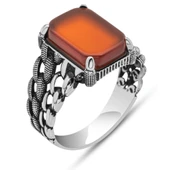 Kare Akik Taşlı 925 Gümüş Yüzük thumbnail 2