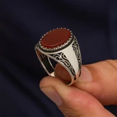 Akik Oval Taşlı 925 Gümüş Yüzük thumbnail 6