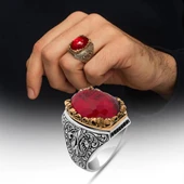 İsimli Kırmızı Taşlı 925 Gümüş Yüzük thumbnail 1