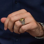 Sarı Taşlı Kordon Model 925 Gümüş Yüzük thumbnail 5