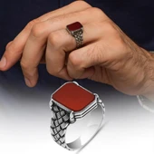 Akik Taşlı Kazaz Model 925 Gümüş Yüzük thumbnail 1