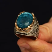 İsimli Mavi Taşlı 925 Gümüş Yüzük thumbnail 7