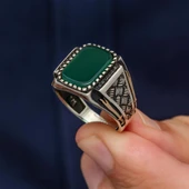 Yeşil Taşlı Kazaz Model 925 Gümüş Yüzük thumbnail 5
