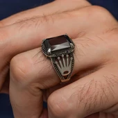 Kare Siyah Taşlı 925 Gümüş Erkek Yüzük thumbnail 3