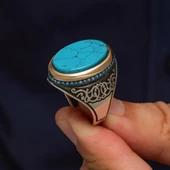 Oval Mavi Taşlı 925 Gümüş Yüzük thumbnail 6