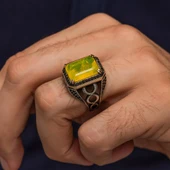 Sarı Paraiba Taşlı 925 Gümüş Erkek Yüzük thumbnail 3