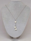 Sedef Taşı Beyaz Zincirli Kolye (14355) - 2