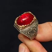 İsimli Kırmızı Taşlı 925 Gümüş Yüzük thumbnail 6