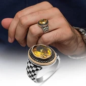 Sarı Taşlı Kordon Model 925 Gümüş Yüzük thumbnail 1