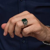 Yeşil Taşlı Kazaz Model 925 Gümüş Yüzük thumbnail 4