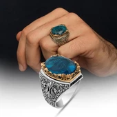 İsimli Mavi Taşlı 925 Gümüş Yüzük thumbnail 1