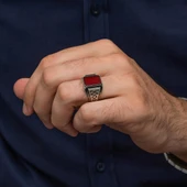 Akik Taşlı Kazaz Model 925 Gümüş Yüzük thumbnail 5