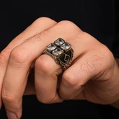 Beyaz Zirkon 4 Taşlı  925 Gümüş Yüzük thumbnail 6