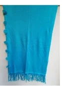 Angora Ponponlu Şal  60x180 - Mavi - 1