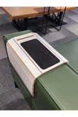 ARKITEKT EX Telefon Tutuculu Ahşap Katlanır Portatif  Organizer Yan Sehpa Kaydırmaz Deri Yüzeyli - 3