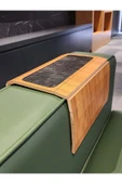 ARKITEKT EX Ahşap Katlanır Portatif  Organizer Yan Sehpa Kaydırmaz Deri Yüzeyli - 1
