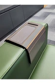 ARKITEKT EX Telefon Tutuculu Ahşap Katlanır Portatif  Organizer Yan Sehpa Kaydırmaz Deri Yüzeyli - 3