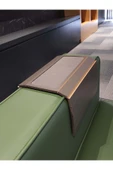 ARKITEKT EX Ahşap Katlanır Portatif  Organizer Yan Sehpa Kaydırmaz Deri Yüzeyli - 3