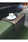 ARKITEKT EX Ahşap Katlanır Portatif  Organizer Yan Sehpa Kaydırmaz Deri Yüzeyli - 2