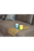 ARKITEKT EX Ahşap Katlanır Portatif Yan Sehpa Kaydırmaz Deri Yüzeyli Xl 50cmx27.8cm Meşe Renk Orta Gri Deri - 4