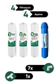 4 Aşamalı Su Arıtma Filtresi Seti - Sediment Gac Karbon Granül Karbon ve Alkalin Filtre + Bağlantı Aparatları - 1