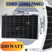 Suneco 260 Watt Yarı Esnek Güneş Paneli Half Cut Monokristal Solar Güneş Paneli Karavan Tekne - 1
