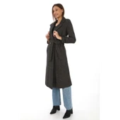 Astarlı Balık Sırtı Kaşmir Kaşe Kaban - Kahverengi - 1