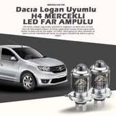 Dacia Logan Araca Özel Far Seti Mercek Led Xenon Uzun kısa Çift Renk - 1