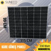 Suneco 230W Watt Half-Cut Monokristal Solar Kare Güneş Paneli A Sınıf Karavan 205 W - 1