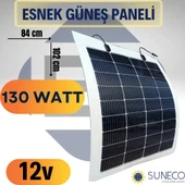 Suneco 130 Watt Yarı Esnek Güneş Paneli Half Cut Monokristal Solar Güneş Paneli Karavan Tekne - 1