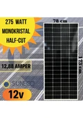 Suneco 275 Watt Half Cut Monokristal Solar Güneş Paneli A Sınıf 12 Volt 205 watt - 1