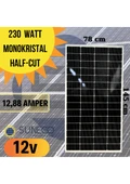 Suneco 230W 205W Watt Half-Cut Monokristal Güneş Paneli A Sınıf 12 Volt - 1