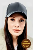 Unisex %100  Deri Arkadan Ayarlanabilir Kep Şapka thumbnail 1