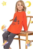 Kız Çocuk Pamuklu Uzun Kollu Desenli Pijama Takımı - 6