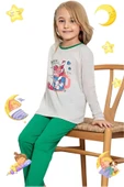 Kız Çocuk Pamuklu Uzun Kollu Desenli Pijama Takımı - 4
