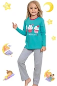 Kız Çocuk Pamuklu Uzun Kollu Desenli Pijama Takımı - 6