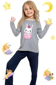Kız Çocuk Pamuklu Uzun Kollu Desenli Pijama Takımı - 1