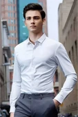 Slim Fit Kravatlık Uzun Kol Kolay Ütü Nefes Alan Dört Mevsim Slim Fit Erkek Gömlek - 5
