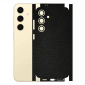 Samsung Galaxy S24 ile Uyumlu Deri Desenli Siyah Arka Kaplama - 1