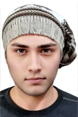 2'li  Erkek Kar Tanesi Desenli Örgü Triko Bere - 3