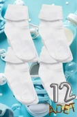 Organik Pamuklu Dört Mevsim 12'li  Bebek Çorabı Beyaz Bebek Çorap thumbnail 1
