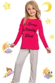 Kız Çocuk Pamuklu Uzun Kollu Desenli Pijama Takımı - 4