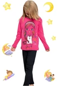 Kız Çocuk Pamuklu Uzun Kollu Desenli Pijama Takımı - 4