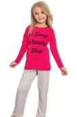 Kız Çocuk Pamuklu Uzun Kollu Desenli Pijama Takımı - 1