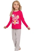 Kız Çocuk Pamuklu Uzun Kollu Desenli Pijama Takımı - 2