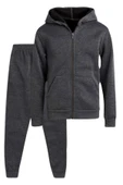 Çocuk Unisex Kapüşonlu Fermuarlı Sweatshirt ve Jogger Eşofman Altı 2'li Takım - 1
